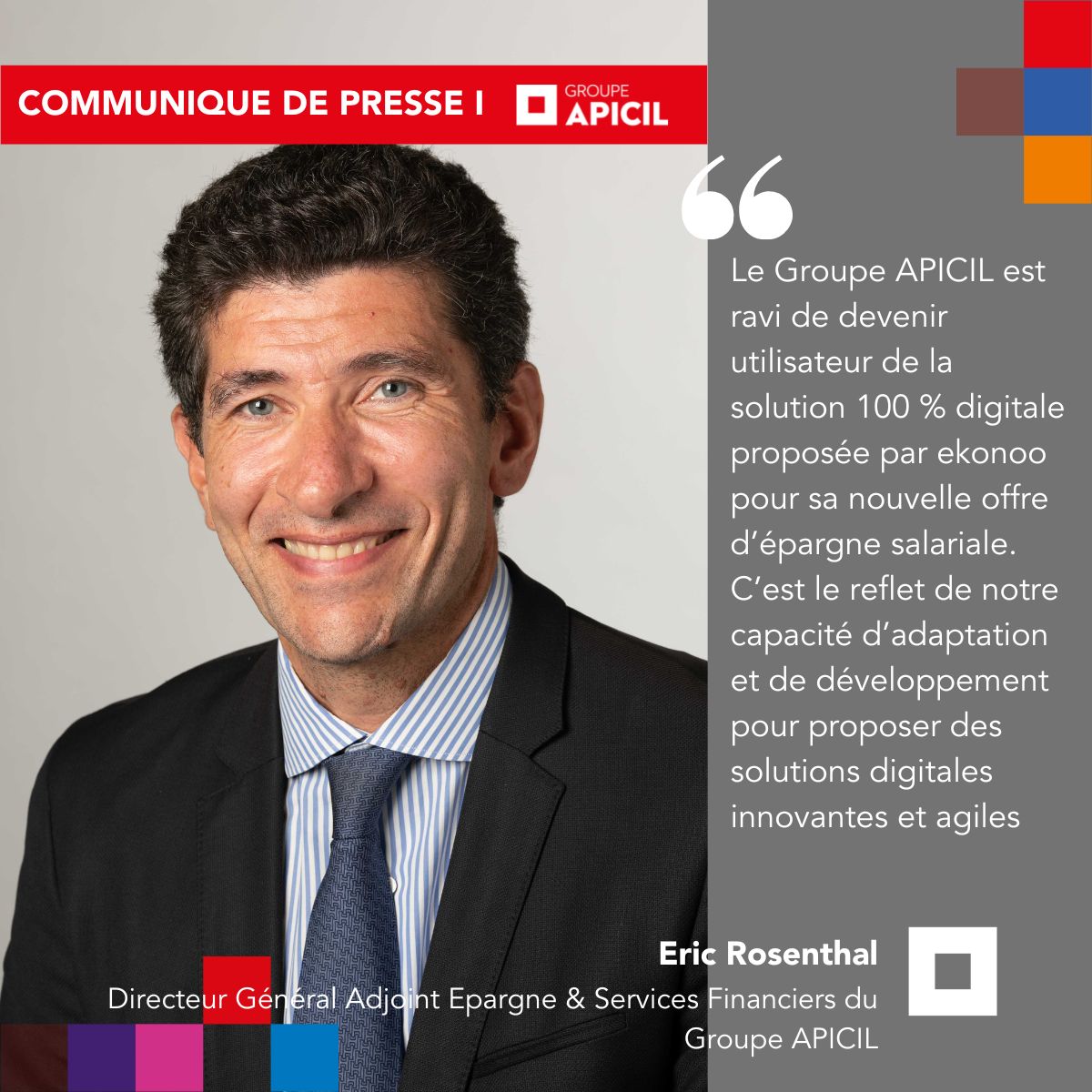 Épargne salariale : le Groupe APICIL et GENERALI s’allient à la fintech EKONOO